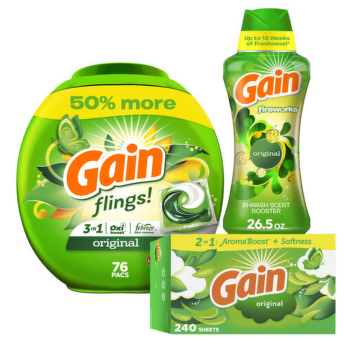 Gain Gain dryer sheets, 240 Count, Original Scent Fabric Softener Sheets