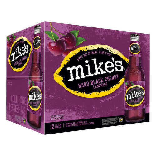 Mike's Beer, Malt Beverage, Premium, Hard Black Cherry Lemonade