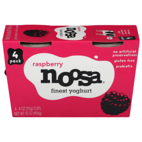 Noosa Finest Yoghurt, Raspberry, 4 Pack