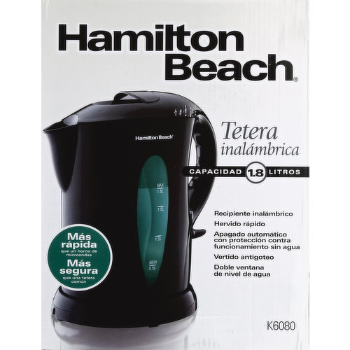 Hamilton Beach K6080 Large 1.8L Liter Cordless Kettle, Black