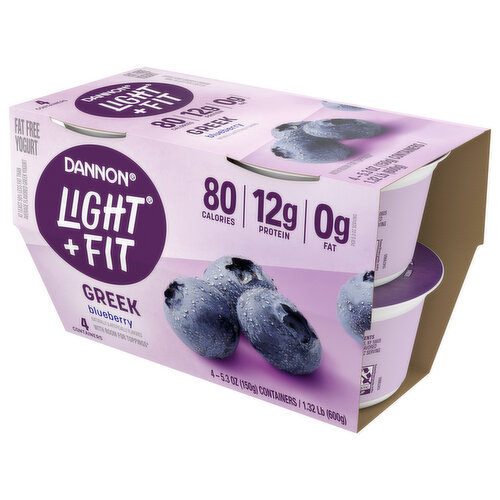 Dannon Light + Fit Yogurt, Fat Free, Blueberry, Greek