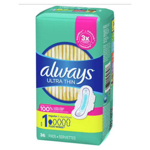 Size 1 Ultra Thin Unscented Regular Pads with Wings