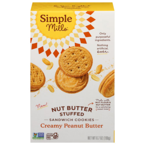 Simple Mills Sandwich Cookies, Creamy Peanut Butter