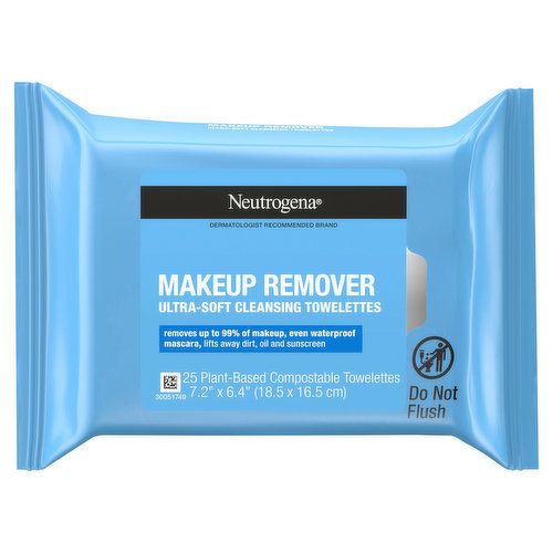 Remove makeup in one easy step with Neutrogena Makeup Remover Face Wipes. These soft and gentle pre-moistened facial cleansing towelettes effectively dissolve all traces of dirt, oil and makeup--even waterproof mascara-- for clean, fresh looking skin every day. Our makeup remover features an effective micellar-infused, triple emollient formula that leaves skin feeling refreshed, nourished, conditioned and refreshingly clean with no heavy residue. These facial towelettes also remove sweat, sunscreen, and pollution from skin with no need to rinse after use. These daily face wipes are formulated to be gentle on the sensitive eye area. The makeup removing wet wipes are formulated without phthalates, parabens, sulfates, alcohols, soaps, or dyes and are ophthalmologist-, dermatologist-, and allergy-tested. Designed with the earth in mind, the compostable wipes are made with 100% plant-based fibers and biodegrade in 35 days in home compost.