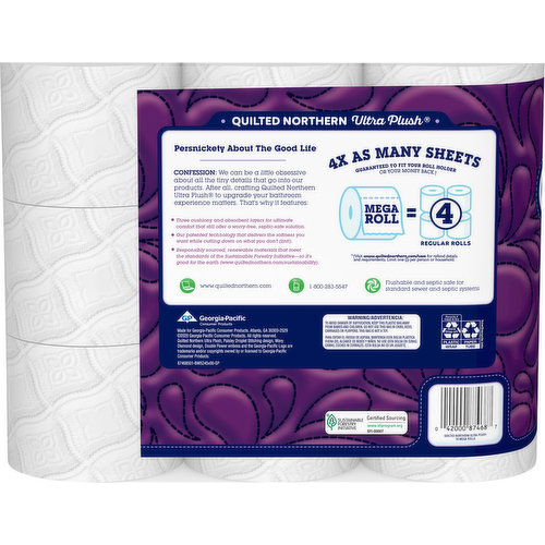 Quilted Northern Ultra Plush® Toilet Paper, 18 Mega Rolls = 72 Regular  Rolls, 3-Ply Bath Tissue : : Health & Personal Care