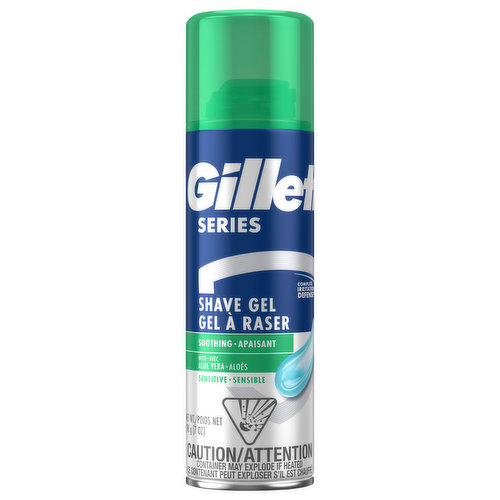 Cool down your skin with the Gillette Series Soothing Shave Gel with Aloe Vera. It provides complete defense against shaving irritation, helping reduce cuts, redness, burning, stinging and tightness with a formula that cools down your skin to soothe it while you're shaving. This shaving cream transforms into a thick lather, conditioning and hydrating each hair for a smooth shave infused with Gillette’s signature classic scent. You'll also get an even smoother shave: This men’s shaving gel contains extra moisturizers and lubricants (vs Gillette Classic Shave Foam) that hydrate each hair to shave it off with few tugs, pulls and friction. That means less time and energy spent on your grooming ritual and more comfort in your shave. Show the world your best face with the Gillette Series Soothing Shave Gel for men, made by the World’s Number One Shave Gel & Foam brand. Apply a thick, even amount of shaving gel over the area. Using shave gel properly will help prevent moisture loss and add an additional layer of protection to avoid any nicks, cuts and hair pulls while you shave, and thus cut down skin irritation post-shave. For great results, use with the Gillette Mach3 or your favorite Gillette razor.