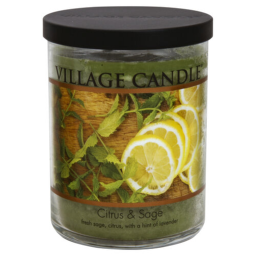 Village Candle Candle, Citrus & Sage, Glass Cylinder