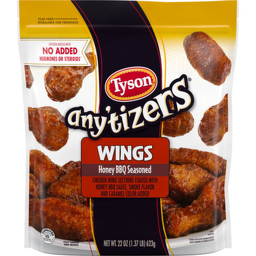 Tyson Any'tizers Any'tizers Honey BBQ Bone-In Chicken Wings, 22 oz. (Frozen)