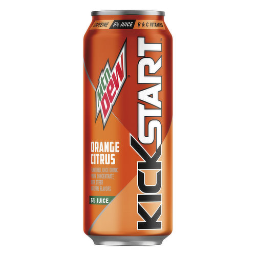 Mountain Dew KickStart Juice Drink, Orange Citrus Flavored, Energizing