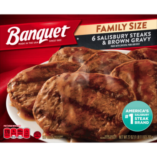Banquet Family Size Frozen Salisbury Steaks & Brown Gravy