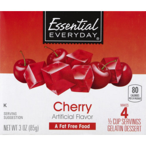 Makes 4 - 1/2 cup servings. Artificial flavor. 80 calories per 1/4 package. A fat free food. Like it or let us make it right. That’s our quality promise. essentialeveryday.com. Product of Canada.