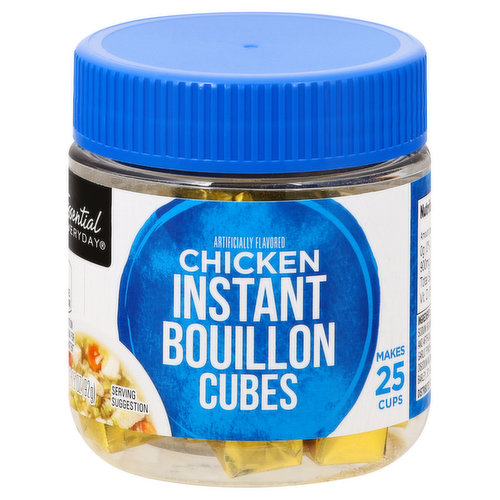 Artificially flavored. 5 calories per 1 cube. See nutrition information for sodium content. Makes 25 cups. essentialeveryday.com.