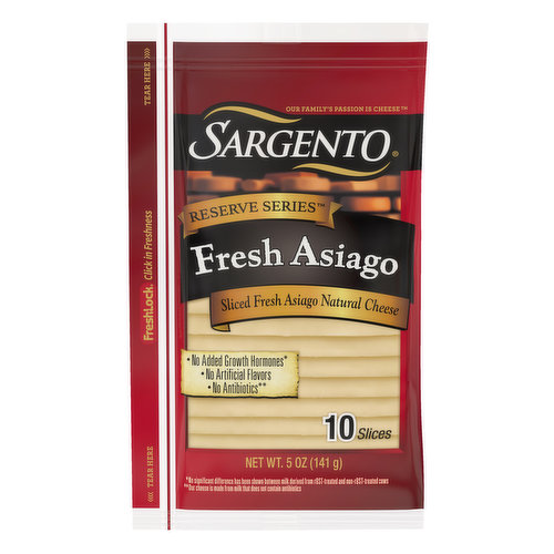 Sargento Reserve Series Cheese Slices, Fresh Asiago