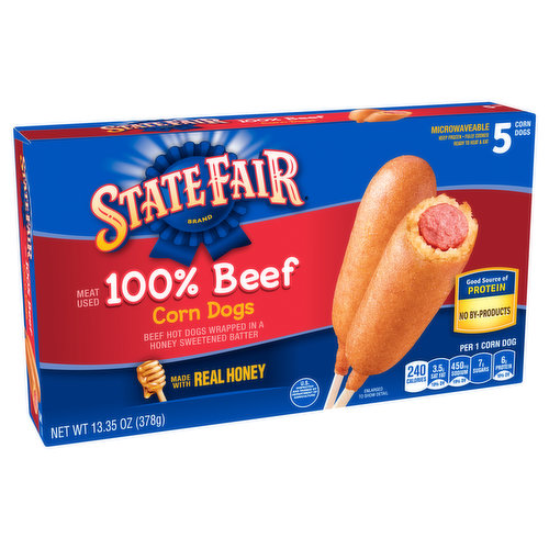 State Fair 100% Beef Corn Dogs, 13.35 oz, 5 Count (Frozen)