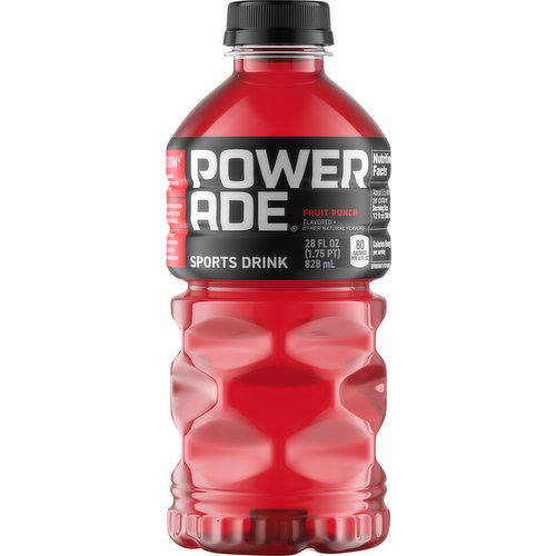Flavored + other natural flavors. 80 calories per 12 fl oz. With vitamins B3, B6, B12. Na. Sodium; K. Potassium; Ca. Calcium; Mg. Magnesium.  Ion4: Advanced electrolyte system. Helps replenish 4 electrolytes lost in sweat. www.us.powerade.com. powerade.com  Scan here for more food information. SmartLable. Sip & scan open powerade.com on phone. Scan icon. Enjoy more. Consumer information call 1-800-343-0341. Please recycle.