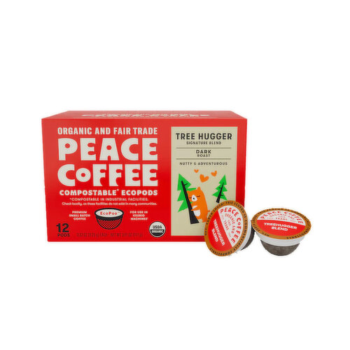 Peace Coffee Compostable Ecopods Tree Hugger Signature Blend Dark Roast