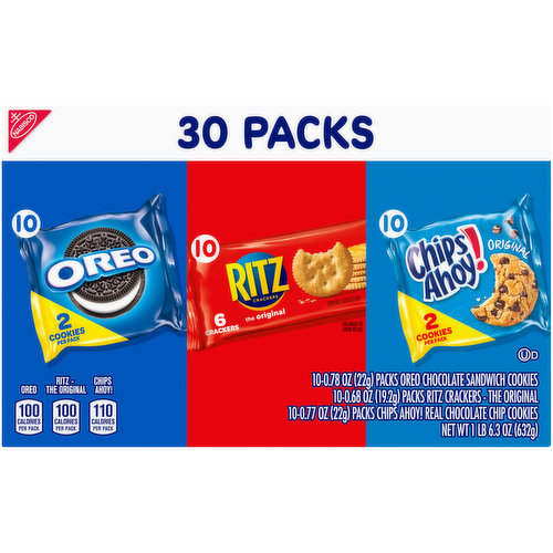 Nabisco Cookies & Crackers, Assorted, 30 Packs - 30 packs [1 lb 6.3 oz (632 g)]