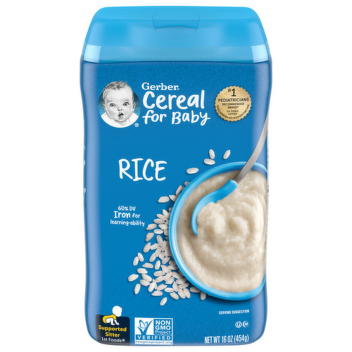 Gerber Cereal for Baby Cereal, Rice, Supported Sitter 1st Foods