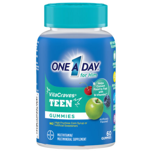 Helps convert food to fuel with B-vitamins (with vitamins B3, B6, B12 and biotin to help convert food to fuel). No high fructose corn syrup or artificial sweeteners. Key Nutrients to Support: Immune health. Physical energy (with vitamins B3, B6, B12 and biotin to help convert food to fuel). Bone health. Skin health.