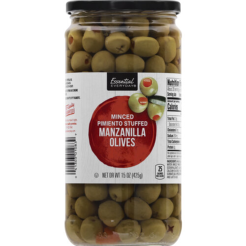 25 calories per 5 olives. 100% Quality Guaranteed: Like it or let us make it right. That's our quality promise. essentialeveryday.com. Product of Spain.