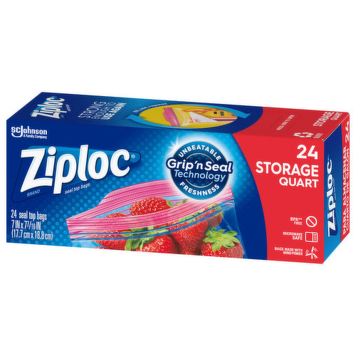 Ziploc Storage Quart Bags - 24ct