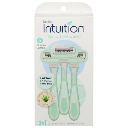 Intuition Sensitive Care Razors, Disposable, 4 Blades