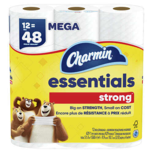 Charmin Essentials Strong Charmin Essentials Strong Toilet Paper 12 Mega Rolls