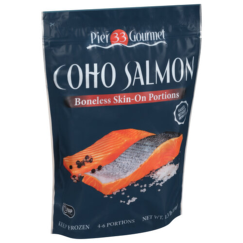 Pier 33 Gourmet Coho Salmon, Boneless, Skin-On Portions