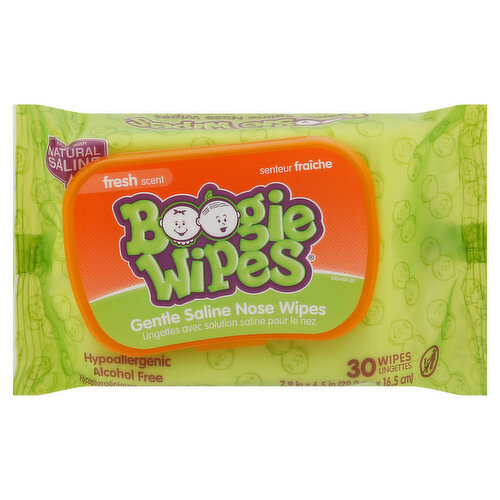 Boogie Wipes Nose Wipes, Gentle Saline, Fresh Scent