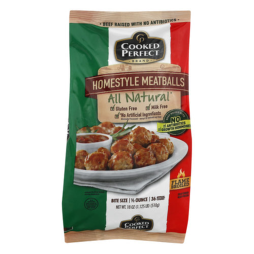 Cooked Perfect Meatballs, Homestyle, Bite Size