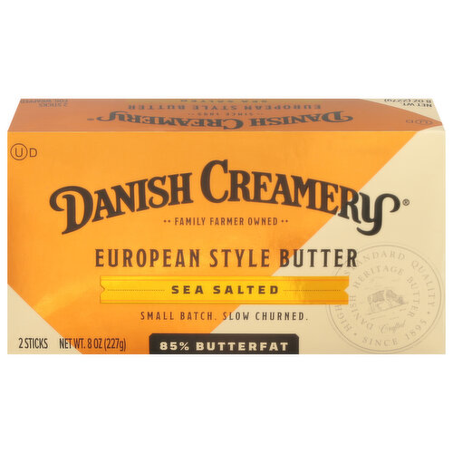 Danish Creamery Butter, European Style, Sea Salted, 85% Butterfat