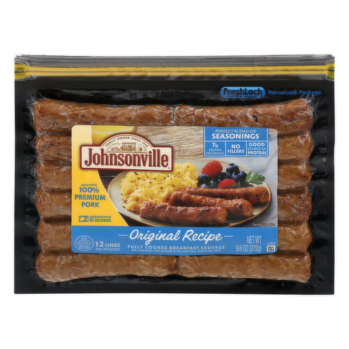 Johnsonville Breakfast Sausage, Original Recipe, Fully Cooked