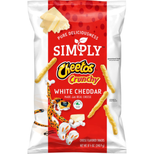 At simply, our snacks are mad with ingredients you can feel good about, and come from the brands you love. We call this pure deliciousness. Crafted with real cheese, these snacks are dangerously cheesy, crunchy and delicious.