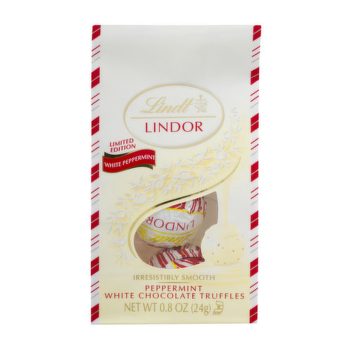 Lindt Lindor White Chocolate Peppermint Holiday Truffles, Mini Bag