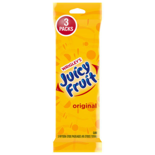 Juicy Fruit Gum, Original, 3 Packs