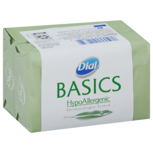 Dial Basics Soap Bars, Hypoallergenic, 2 Pack