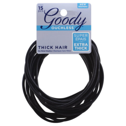 Goody Ouchless Elastics, No-Metal, Thick Hair, Extra Thick