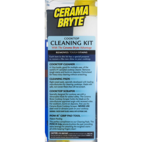 CERAMA BRYTE Cooktop Cleaner Kit - Lemon Scent, Glass Top-Safe