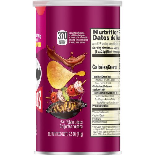 Pringles Potato Crisps Chips, BBQ, Grab N' Go Snack Pack