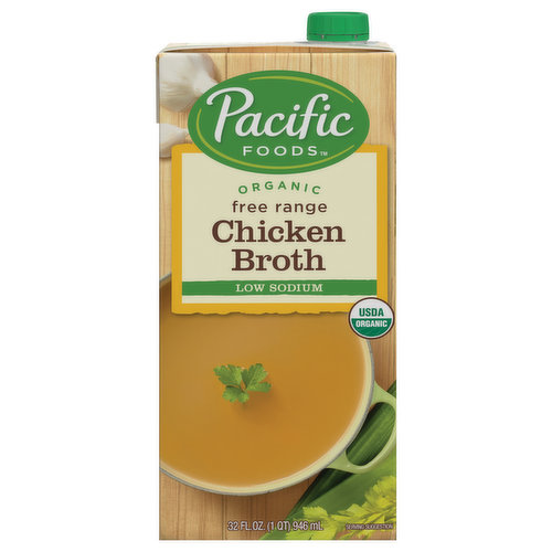 Simply Flavorful: It's the perfect combination of organic free range chicken and just the right amount of seasonings that makes our broth so rich and full of flavor. Use as a base for soups, risottos and pasta dishes. Good to know. Nourishing Every Body. Nourishing Foods: At Pacific Foods, we're dedicated to making the most nourishing foods possible from simple, carefully sourced ingredients. Please recycle. Nourishing Communities: Every time you choose Pacific you're helping us nourish people who need it most by: Sharing nutritious meals with local food pantries. Feeding thousands of students when schools go on holiday. Making extra meals to share from ingredients donated by local farmers.