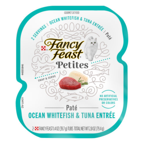 Fancy Feast Petites Cat Food, Pate, Ocean Whitefish & Tuna Entree