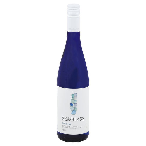 California. Central Coast. A riesling that truly reflects California's unique and dynamic Central Coast growing region. The area's bays and valleys allow for the flow of cool ocean breezes that create a long growing season, ideal for riesling. Delightful aromas of ripe pineapple, nectarine, and apricot are framed by citrus and honeyed undertones. Light to medium-bodied with a fresh, zesty finish. Seaglasswineco.com. Alc. 13.0% by vol. Vinted & bottled by SeaGlass Wine Company, St. Helena, California 94574.