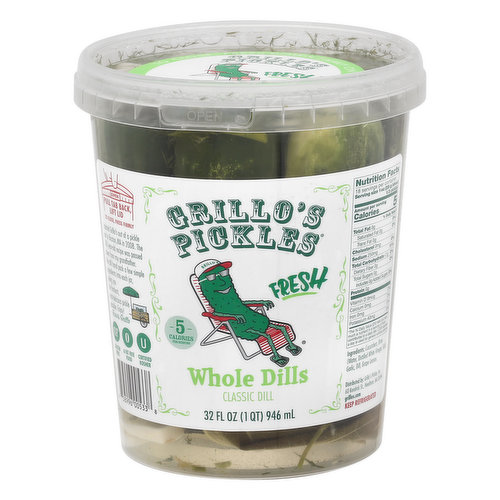 Grillo's Pickles Whole Dills, Classic Dill, Fresh