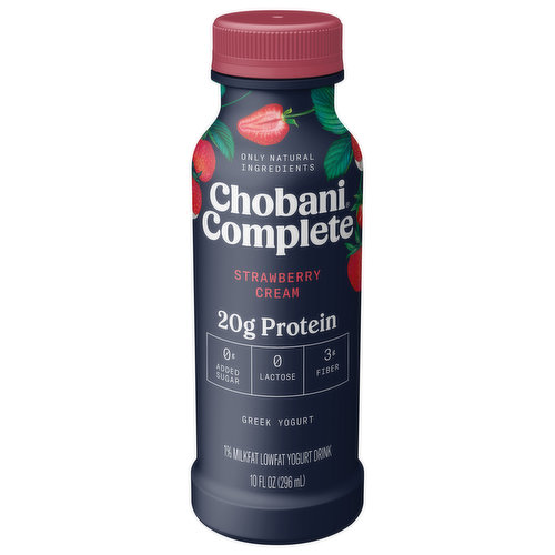 Chobani Complete Yogurt Drink, Greek, Lowfat, Strawberry Cream