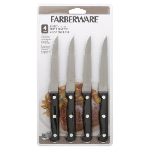 Farberware Steak Knife Set, Triple-Riveted, 4.5 Inch