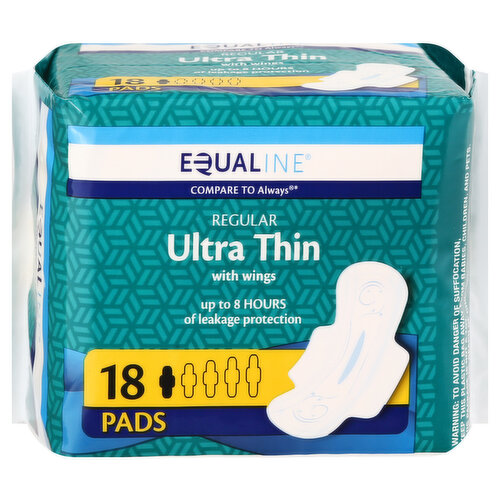 Up to 8 hours of leakage protection. Compare to always (This product is not manufactured or distributed by The Proctor & Gamble Company, owner of the registered trademark always). Save pouch for disposal. Soft, smooth topsheet. Comfort-dry feeling. Active-flex design adapts to your curves. Pads Are Made From: Topsheet: laminated nonwoven made of polyethylene and polypropylene. Absorbent core: cellulose fibers with sodium polyacrylate. Bottom layer: Polyethylene film. Product includes a siliconized release paper and polyolefin adhesives in the seams and joints. Like it or let us make it right. That's our quality promise. 855-423-2630. Product of China.