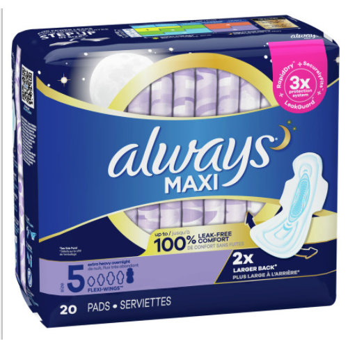 Size 5 Unscented Maxi Extra Heavy Overnight Pads