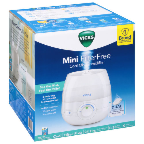 Vicks Mini Filter Free Cool Mist Humidifier Small Humidifier for Bedrooms,  Baby