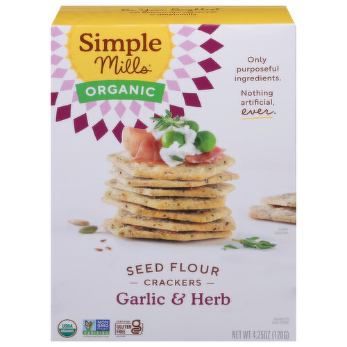 Simple Mills Crackers, Seed Flour, Garlic & Herb