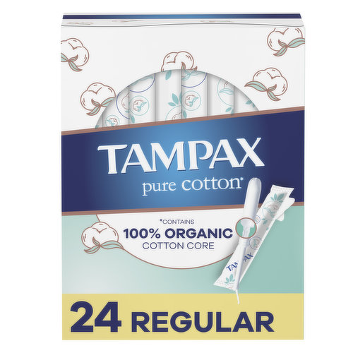 Tampax Pure Cotton Tampax Pure Cotton Tampons, Regular, 24 Ct,